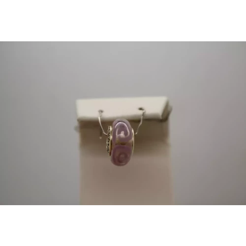 PANDORA ALE 585 14k White Gold PINK SWIRLS MURANO CHARM BEAD