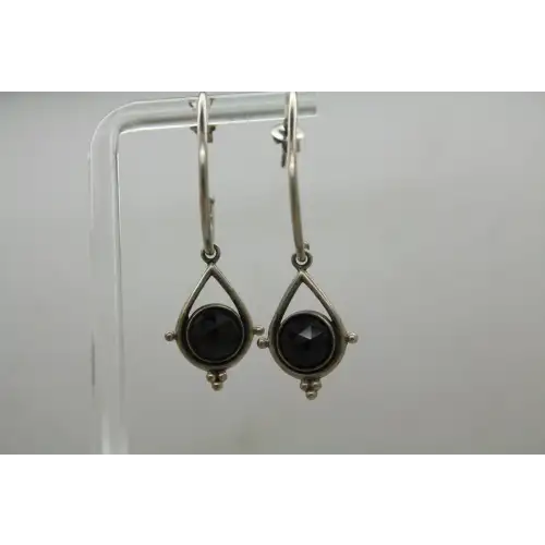 PANDORA ALE .925 S.S. BLACK SPINEL COMPOSE HOOP earrings