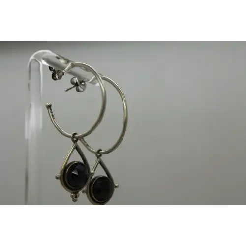 PANDORA ALE .925 S.S. BLACK SPINEL COMPOSE HOOP earrings