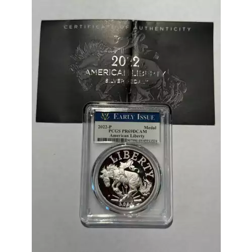 PCGS 2022 P PR69DCAM American Liberty 1 oz .999 Silver Early Issue Medal