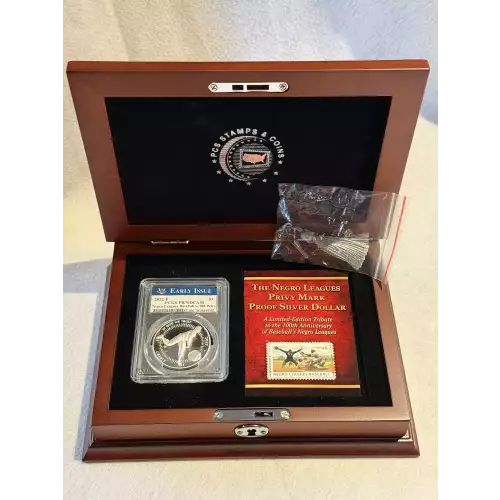 PCGS 2022 PR70DCAM Negro Baseball Leagues 100th Anniversary Privy Mark Silver $1 Dollar Early Issue