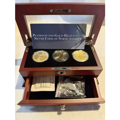 Platinum and Gold Highlighted Silver Coins of North America Libertad Maple Eagle (2)