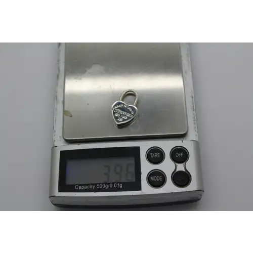 PLEASE RETURN TO ME TIFFANY & CO. .925 S.S. MINI HEART LOCK pend.  #