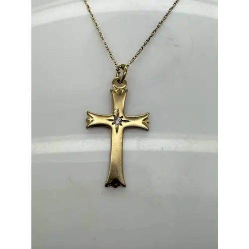 ppc 14k Gold Filled CZ FANCY CROSS PENDANT NECKLACE 21
