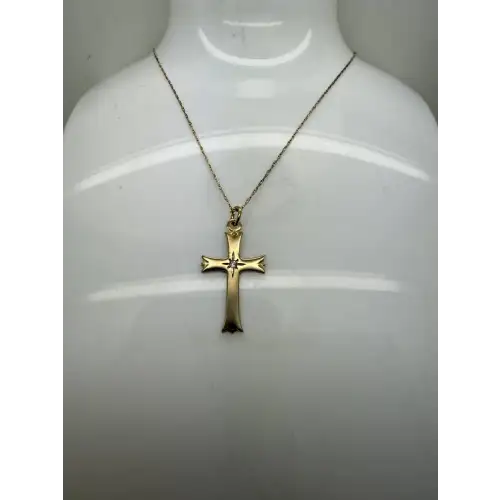 ppc 14k Gold Filled CZ FANCY CROSS PENDANT NECKLACE 21