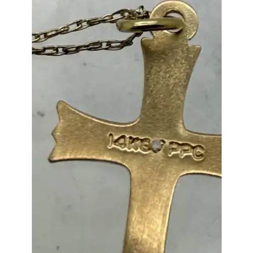 ppc 14k Gold Filled CZ FANCY CROSS PENDANT NECKLACE 21
