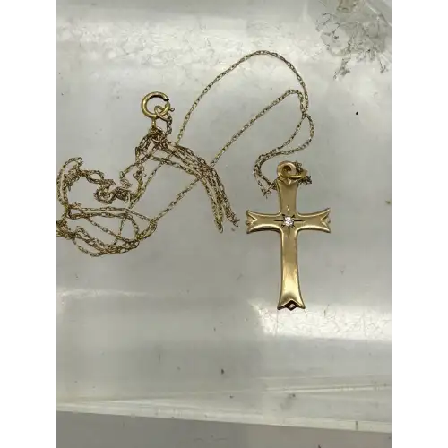 ppc 14k Gold Filled CZ FANCY CROSS PENDANT NECKLACE 21