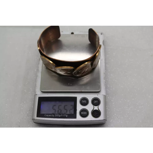 PURE COPPER ELIZABETH II REGINA COIN ENHACED WIDE CUFF 6.5