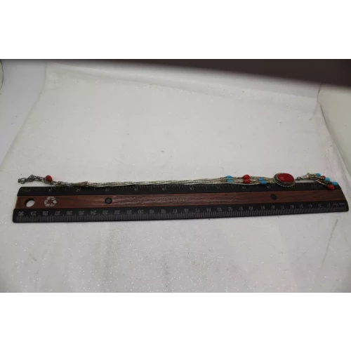 Q.T. .925 Liquid Silver QUOC TURQUOISE & CORAL SOUTHWESTERN 20