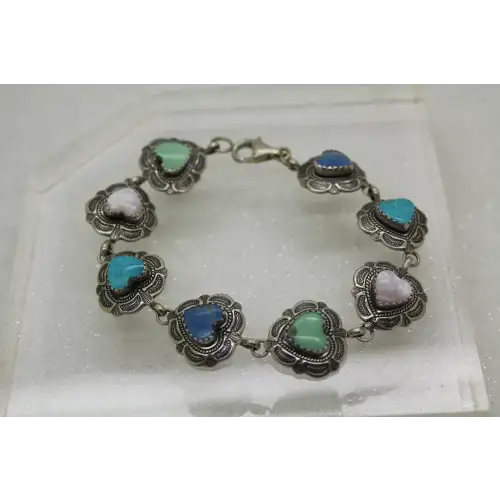 Q.T. QUOC .925 S.S. TURQUOISE, LAPIS HEART Bracelet #