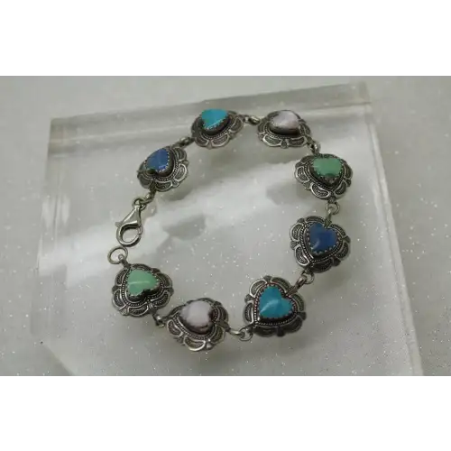 Q.T. QUOC .925 S.S. TURQUOISE, LAPIS HEART Bracelet #