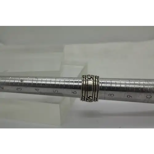 R1096 SILPADA .925 S.S. ONYX FILIGREE SCROLL wide band ring sz 7 #