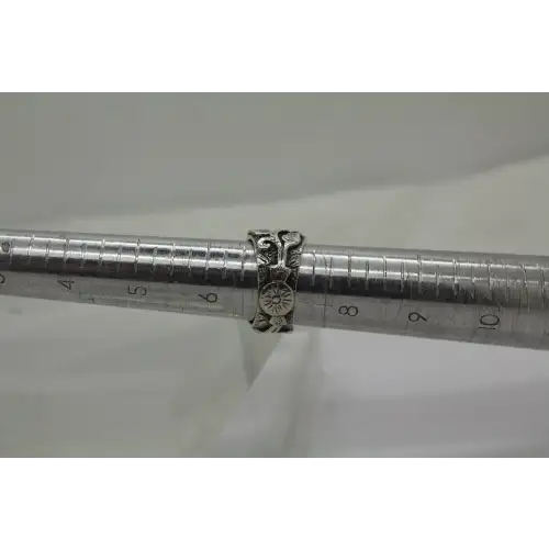 R1635 .925 S.S. WHITE BAMBOO CORAL CABACHON ring size 7 #