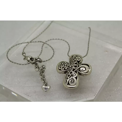 RARE BRIGHTON LOVE AFFAIR CROSS silver tone necklace 18