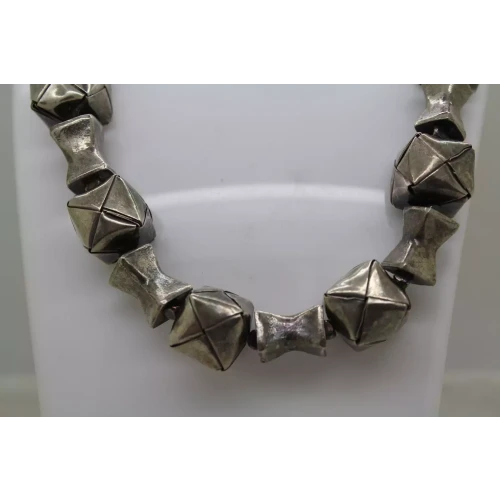 RARE DESIGNER .925 S.S. MODERNIST CUBIC BALL BEADED necklace 18