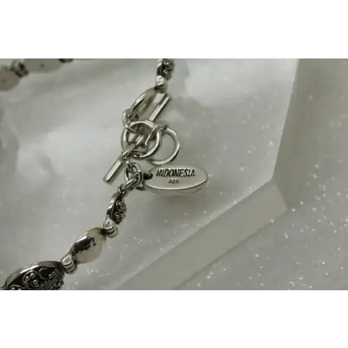 Rare LOIS HILL .925 S.S. SCROLL & HAMMERED WORK Toggle Bracelet #