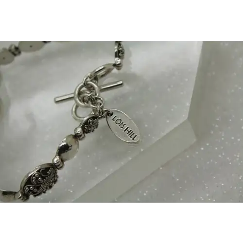 Rare LOIS HILL .925 S.S. SCROLL & HAMMERED WORK Toggle Bracelet #