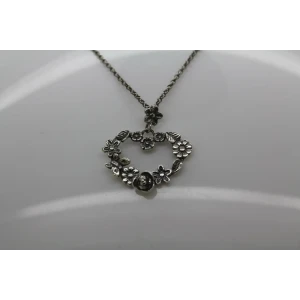 Rare PZ OR PAZ ISRAEL .925 S.S. FLORAL OPEN HEART necklace 18