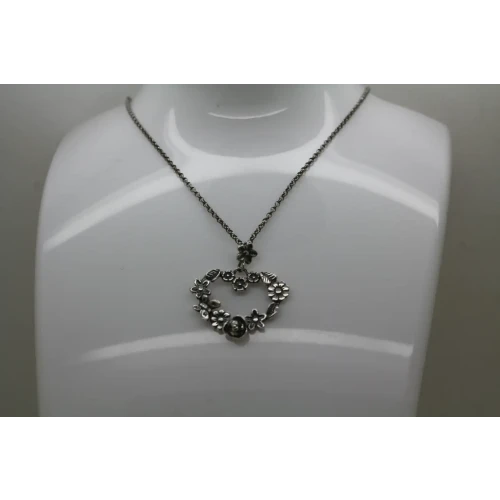 Rare PZ OR PAZ ISRAEL .925 S.S. FLORAL OPEN HEART necklace 18