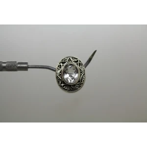 RARE RETIRED LORI BONN .925 S.S. OVAL CLEAR QUARTZ SLIDE CHARM