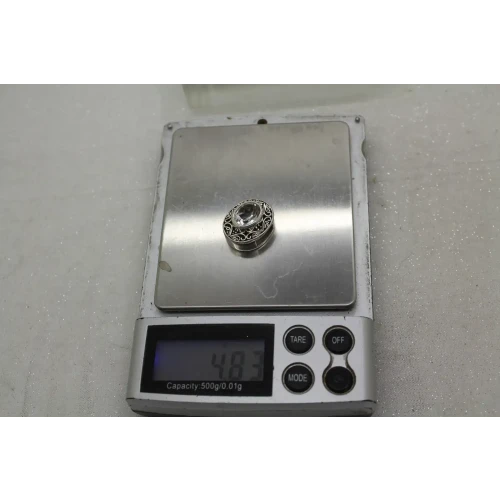 RARE RETIRED LORI BONN .925 S.S. OVAL CLEAR QUARTZ SLIDE CHARM