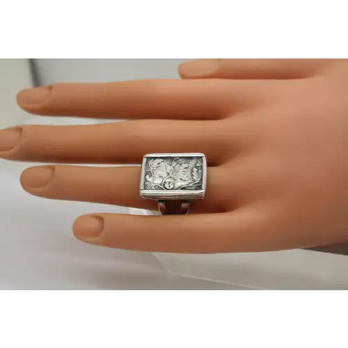 Retired R1839 SILPADA .925 S.S. FLORAL LEAF VINE RECTANGLE ring size 8 #