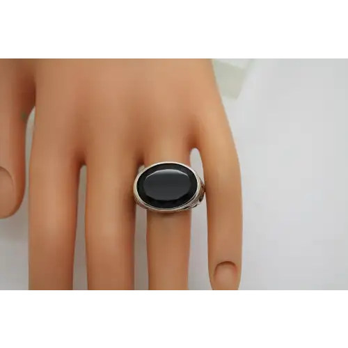 Retired r2045 .925 S.S. SMOKY SWIRL BLACK CHALCEDONY ring size 7 #