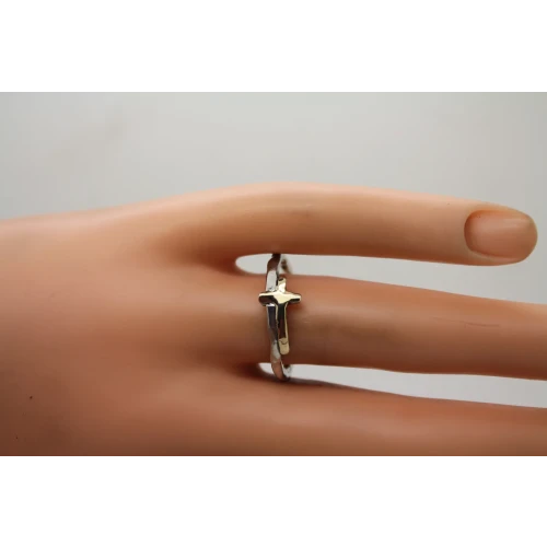 Retired SILPADA .925 S.S. & 9k Y.G. HAMMERED SIDEWAYS CROSS ring size 9