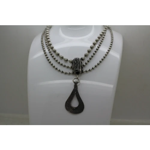 Retired SILPADA .925 S.S. OXIDIZE 3 STRAND TEARDROP necklace 18