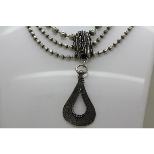 Retired SILPADA .925 S.S. OXIDIZE 3 STRAND TEARDROP necklace 18