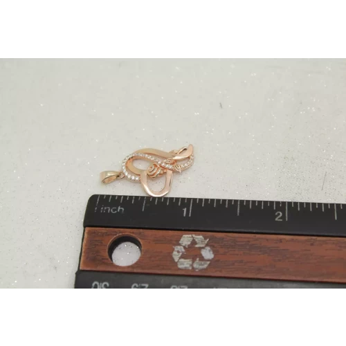 R.G. over .925 S.S. ROSE HEART DESIGN w/ CZ accents pendant