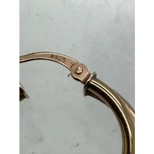 R.G. Vermeil .925 S.S. GLITTER EFFECT DOUBLE HOOP earrings