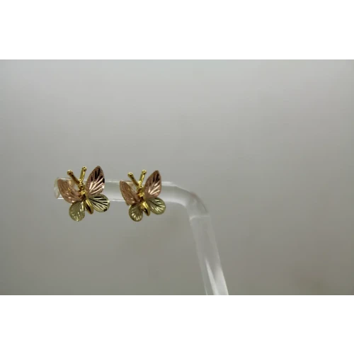 RGC 12k-10k Black Hills Gold LASER CUT LEAF DESIGN BUTTERFLY earrings
