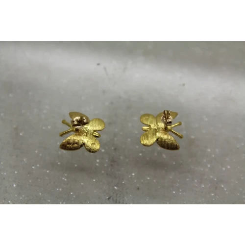 RGC 12k-10k Black Hills Gold LASER CUT LEAF DESIGN BUTTERFLY earrings