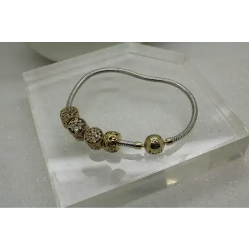 RHONA SUTTON .925 S.S. VERMEIL CZ CHARM BRACELET 7.5