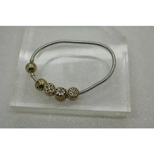 RHONA SUTTON .925 S.S. VERMEIL CZ CHARM BRACELET 7.5