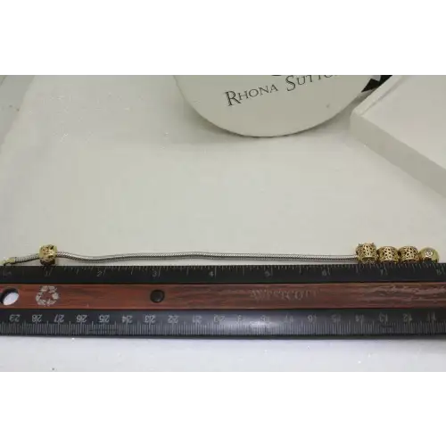 RHONA SUTTON .925 S.S. VERMEIL CZ CHARM BRACELET 7.5