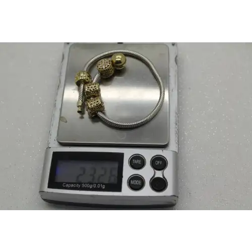 RHONA SUTTON .925 S.S. VERMEIL CZ CHARM BRACELET 7.5