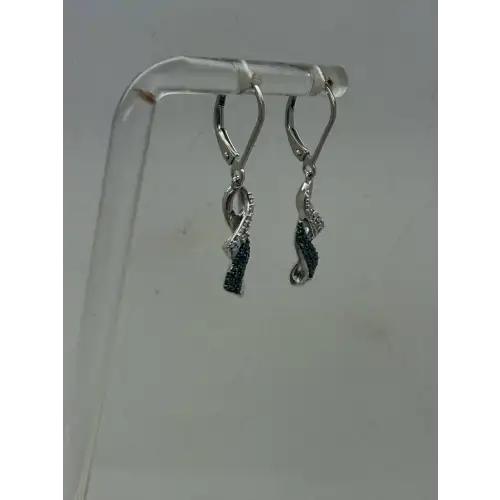 RL REGINA LANE .925 S.S. BLACK & WHITE DIAMOND TWIST DANGLES