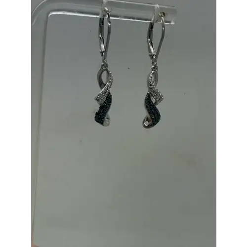 RL REGINA LANE .925 S.S. BLACK & WHITE DIAMOND TWIST DANGLES