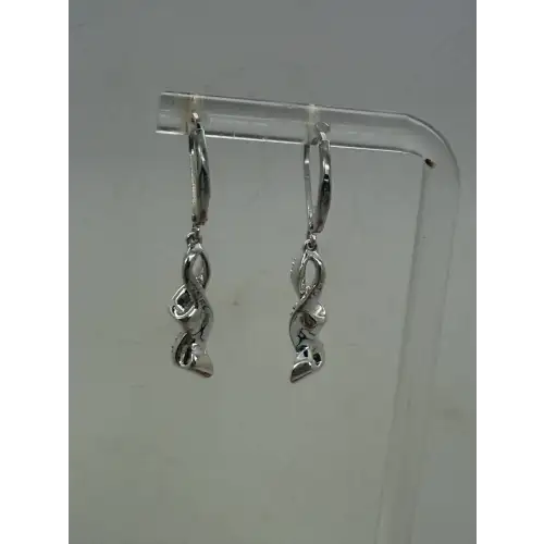 RL REGINA LANE .925 S.S. BLACK & WHITE DIAMOND TWIST DANGLES
