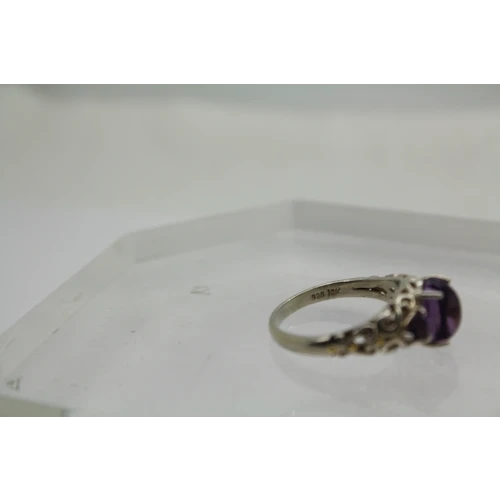ROBERT MANSE .925 S.S. 18k Y.G. AMETHYST CABOCHON ring size 9 #