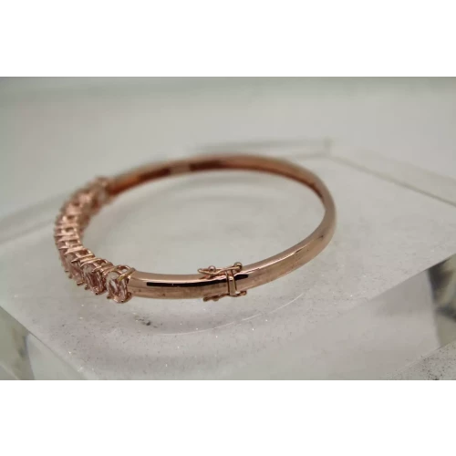 Rose Gold over .925 S.S. PINK TOURMALINE HINGED BANGLE bracelet 7