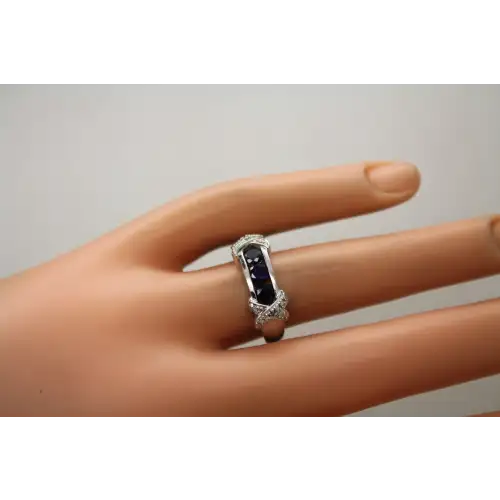 ROSS SIMONS .925 S.S. BLUE SAPPHIRE & DIAMOND ring size 7