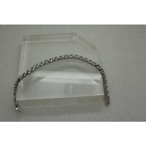 ROSS SIMONS .925 S.S. Clear Round CZ ZIG ZAG CHEVRON bracelet 7.5