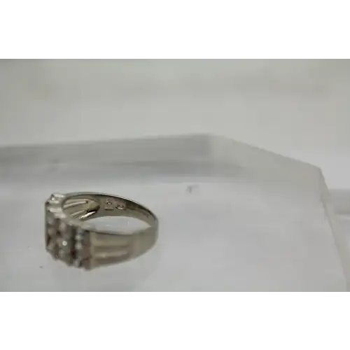 ROSS SIMONS .925 S.S. Emerald & Round Cut CZ ring size 7.75 #