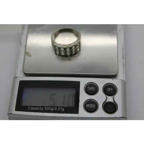 ROSS SIMONS .925 S.S. Emerald & Round Cut CZ ring size 7.75 #