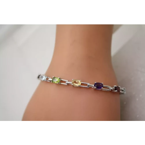 ROSS SIMONS .925 S.S. MULTI GEMSTONE TENNIS bracelet 7