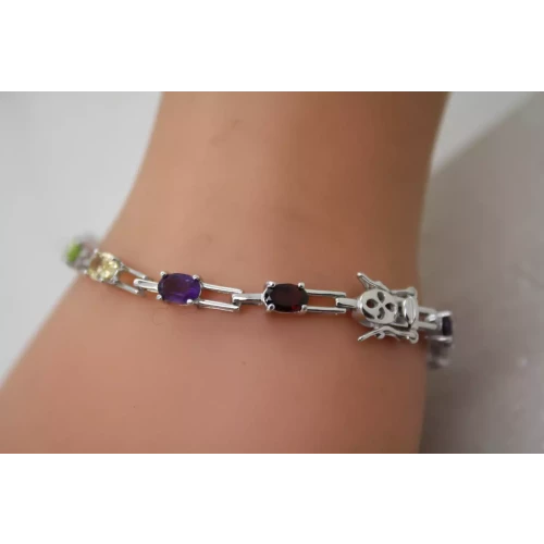 ROSS SIMONS .925 S.S. MULTI GEMSTONE TENNIS bracelet 7