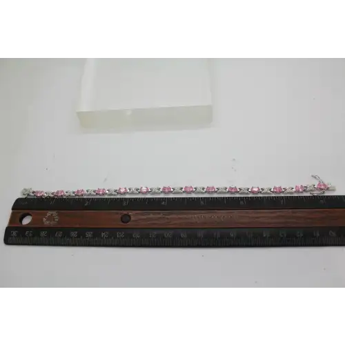 ROSS SIMONS .925 S.S. PINK CZ XO LINK bracelet 8